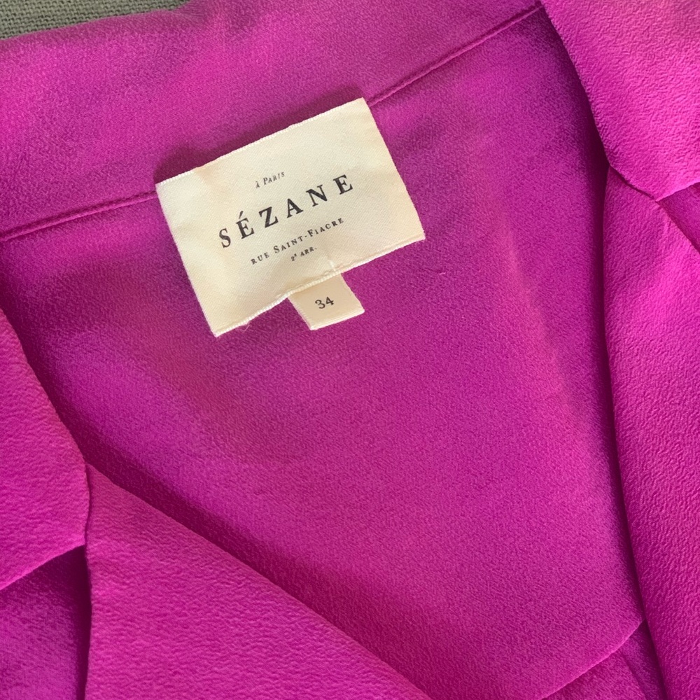 Sezane Florence 100% Silk Blouse in Fuchsia Size 34; US Size 2 - Picture 2 of 4